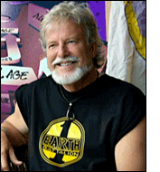 Jim Channon in First Earth Battalion t-shirt